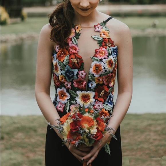 Black & Floral Jovani Prom Dress - Picture 2 of 4